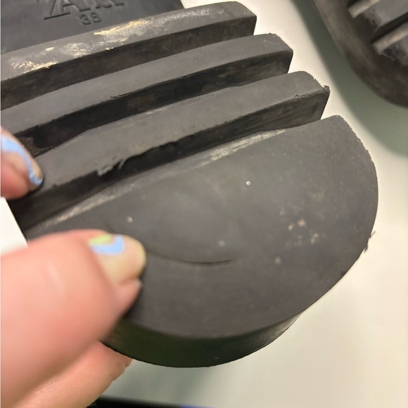 Zara Leather Chunky Platform Ankle Strap Sandals Size 38/7.5 Y2K - Picture 6 of 9